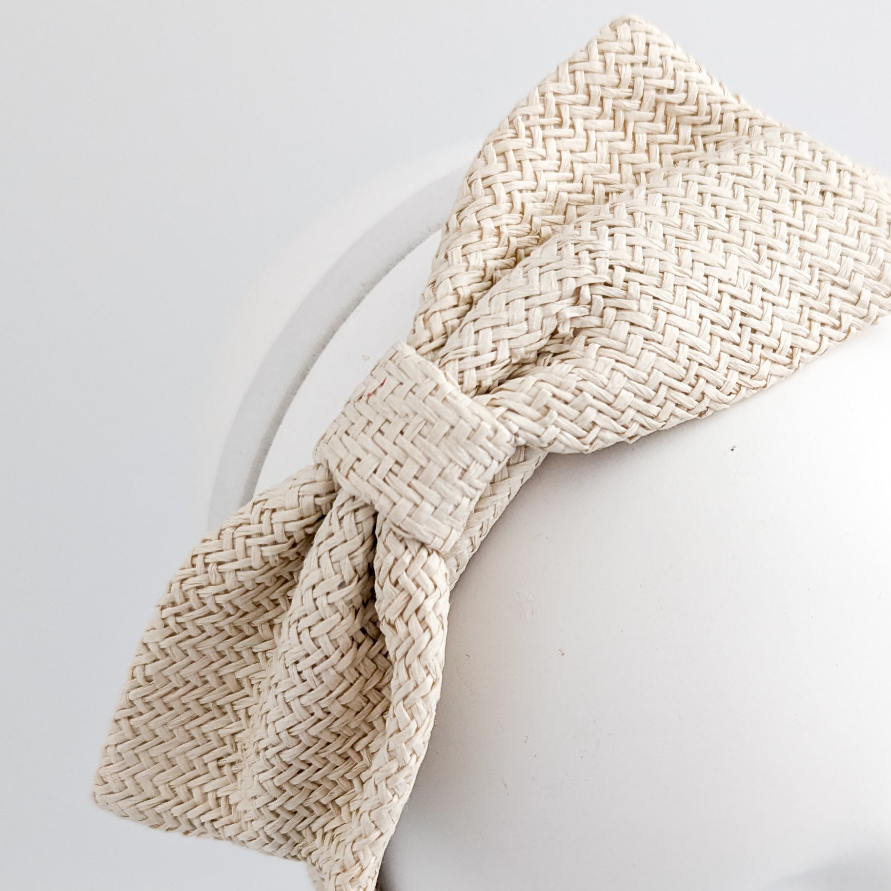 Raffia straw bow headband fascinator