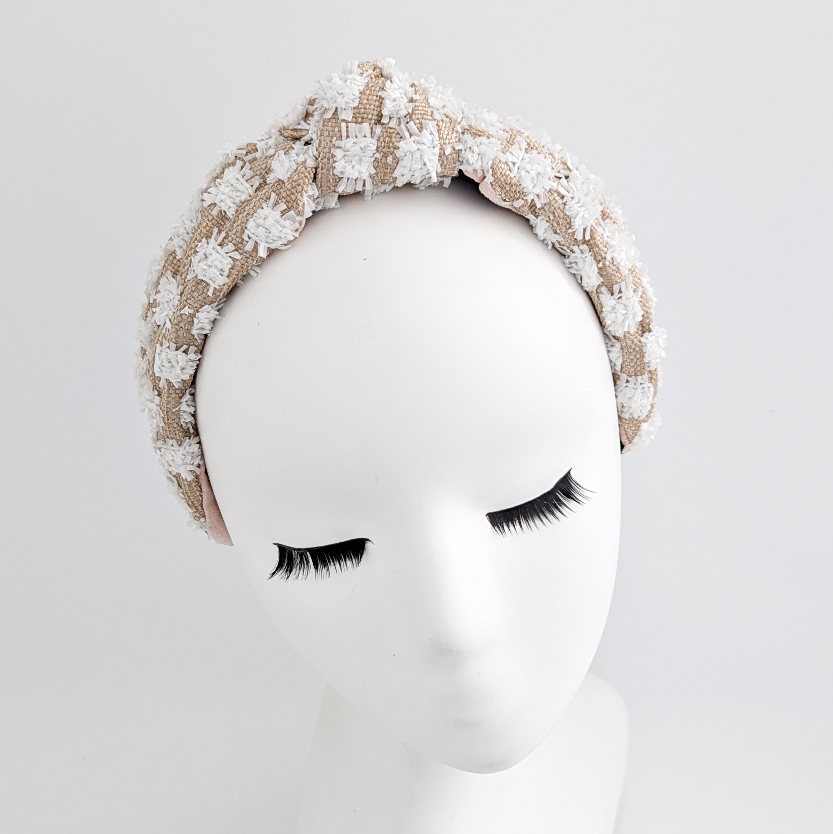 Raffia straw knot headband fascinator