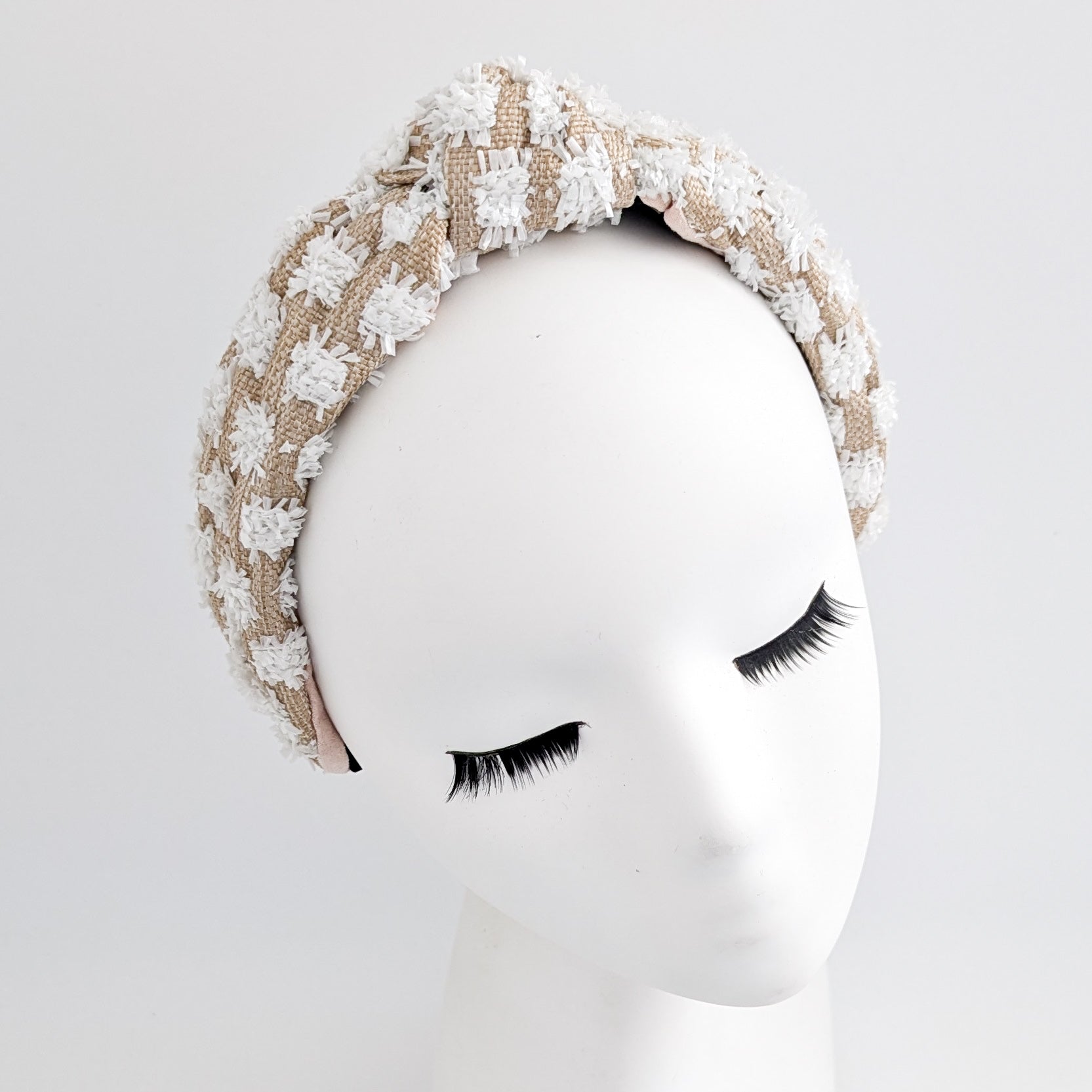 Raffia straw knot headband fascinator