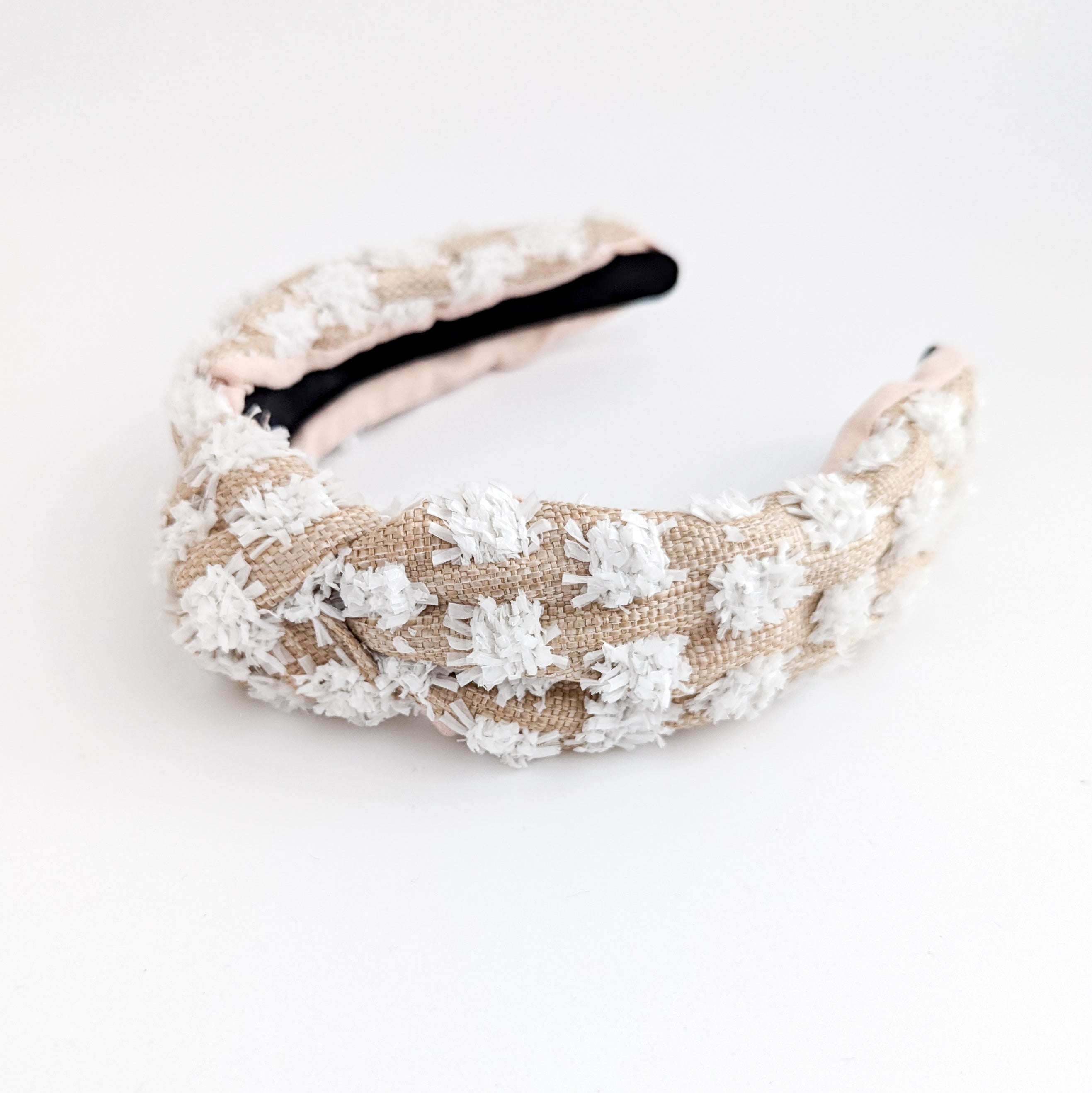 Raffia straw knot headband fascinator