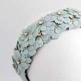 Aquamarine blue crystal flower headband fascinator
