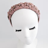 Dusty rose pink crystal flower headband fascinator