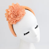Light orange flower padded velvet headband fascinator