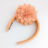 Light orange flower padded velvet headband fascinator
