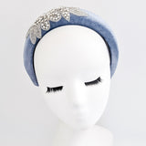 Dusty purple crystal padded velvet headband fascinator