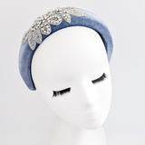 Dusty purple crystal padded velvet headband fascinator