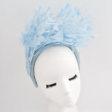 Light cornflower blue feather padded velvet headband fascinator