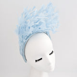 Light cornflower blue feather padded velvet headband fascinator