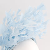 Light cornflower blue feather padded velvet headband fascinator