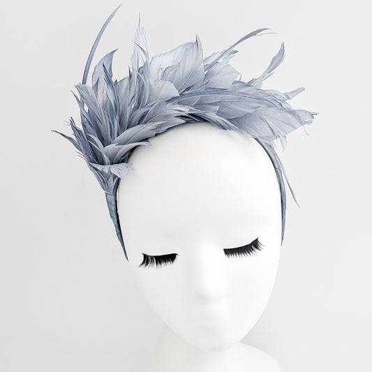 Dusty light purple ombre feather satin headband fascinator
