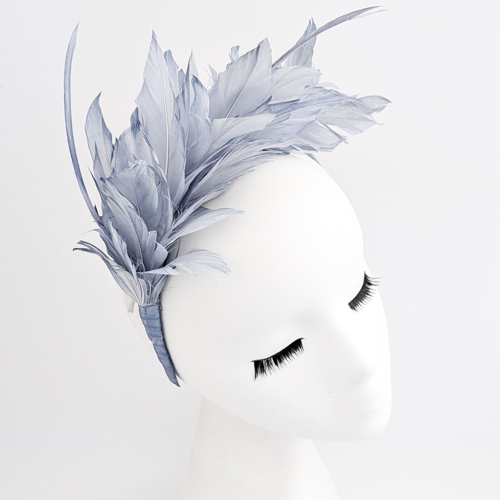 Dusty light purple ombre feather satin headband fascinator