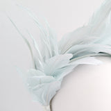 Light aquamarine blue feather satin headband fascinator