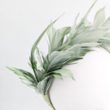 Sage green feather satin headband fascinator