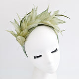 Light green ombre feather satin headband fascinator