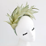 Light green ombre feather satin headband fascinator