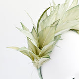 Light green ombre feather satin headband fascinator