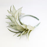 Light green ombre feather satin headband fascinator