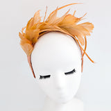 Tangerine orange ombre feather satin headband fascinator