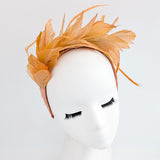 Tangerine orange ombre feather satin headband fascinator