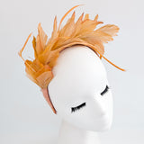 Tangerine orange ombre feather satin headband fascinator