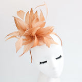 Light orange ombre feather fascinator hat