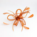 Burnt orange feather fascinator hat