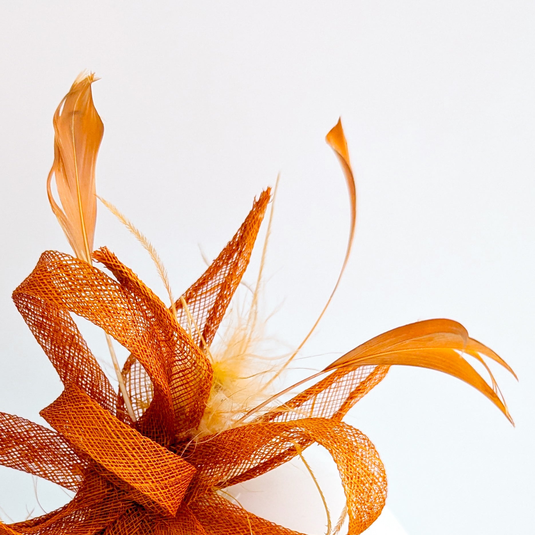 Burnt orange feather fascinator hat