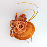 Burnt orange flower fascinator hat