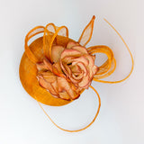 Tangerine orange flower fascinator hat