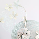 Light aquamarine blue flower fascinator hat