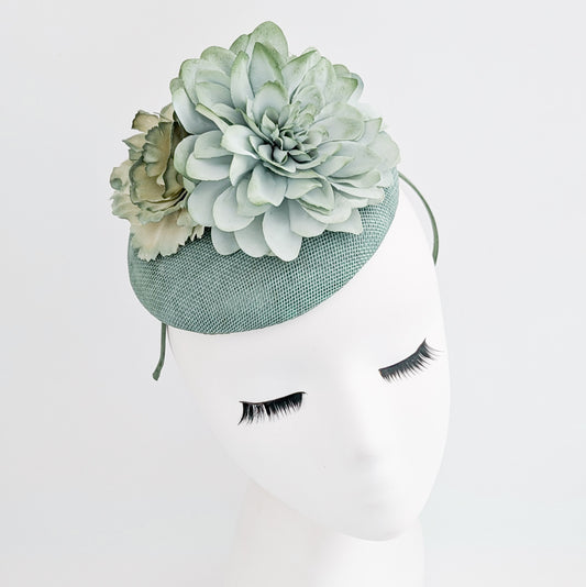 Sage green ombre flower fascinator hat