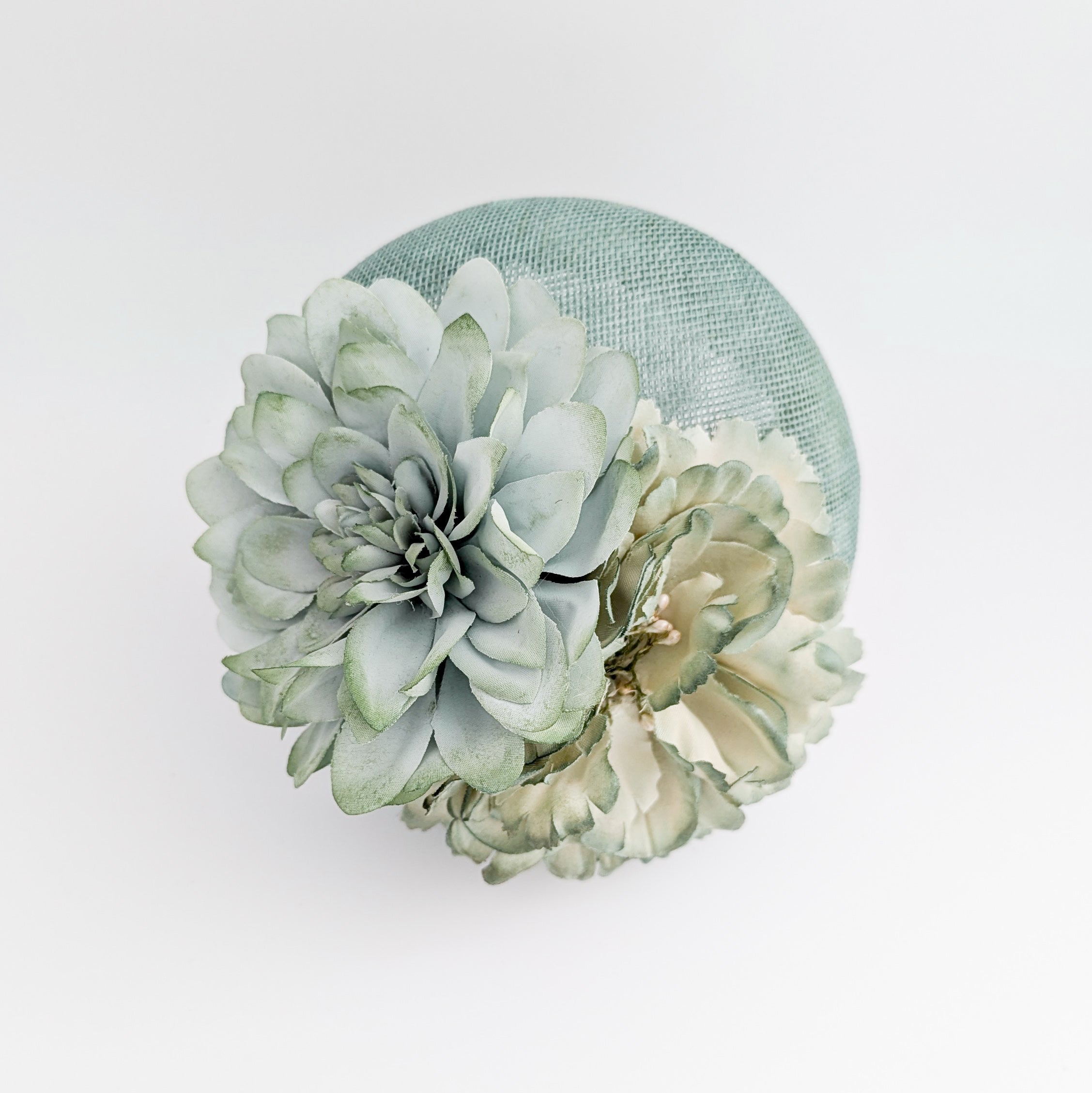 Sage green ombre flower fascinator hat