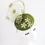 Olive green flower fascinator hat
