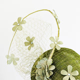 Olive green flower fascinator hat