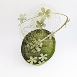 Olive green flower fascinator hat