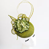 Olive green flower fascinator hat