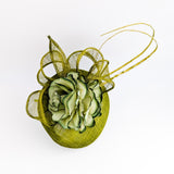 Olive green flower fascinator hat