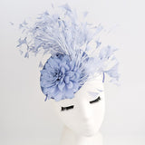Light dusty purple flower feather fascinator hat