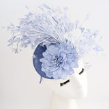 Light dusty purple flower feather fascinator hat