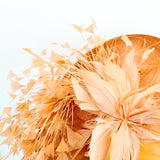 Terracotta dusty orange large feather oval disc fascinator hat