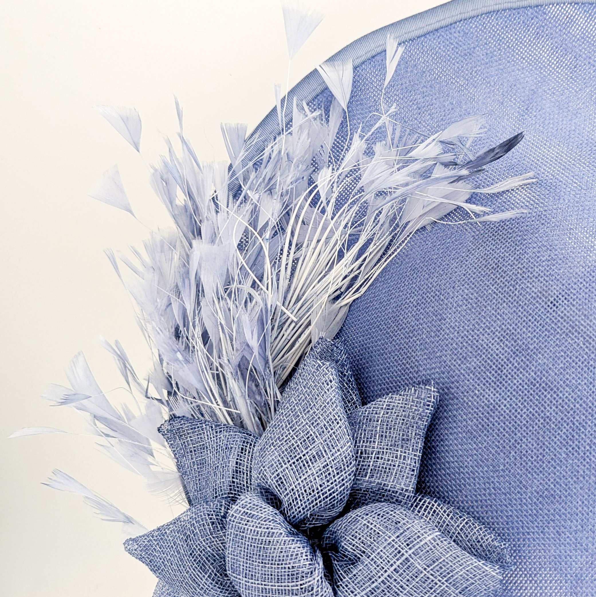 Dusty violet purple large feather disc fascinator hat