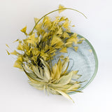 Chartreuse green feather disc fascinator hat