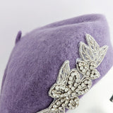Lavender purple crystal wool felt french beret hat House of Hats