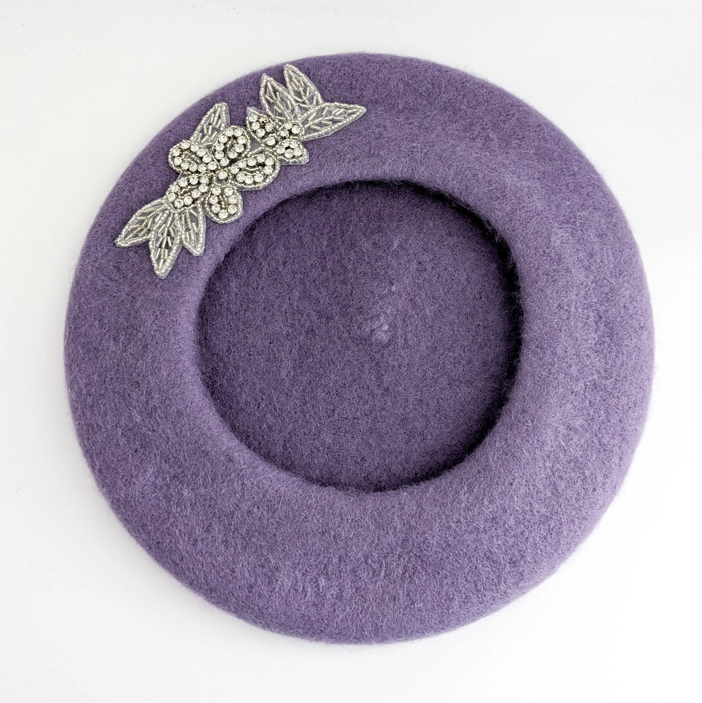 Lavender purple crystal wool felt french beret hat House of Hats