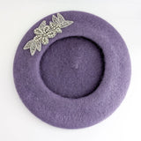 Lavender purple crystal wool felt french beret hat House of Hats