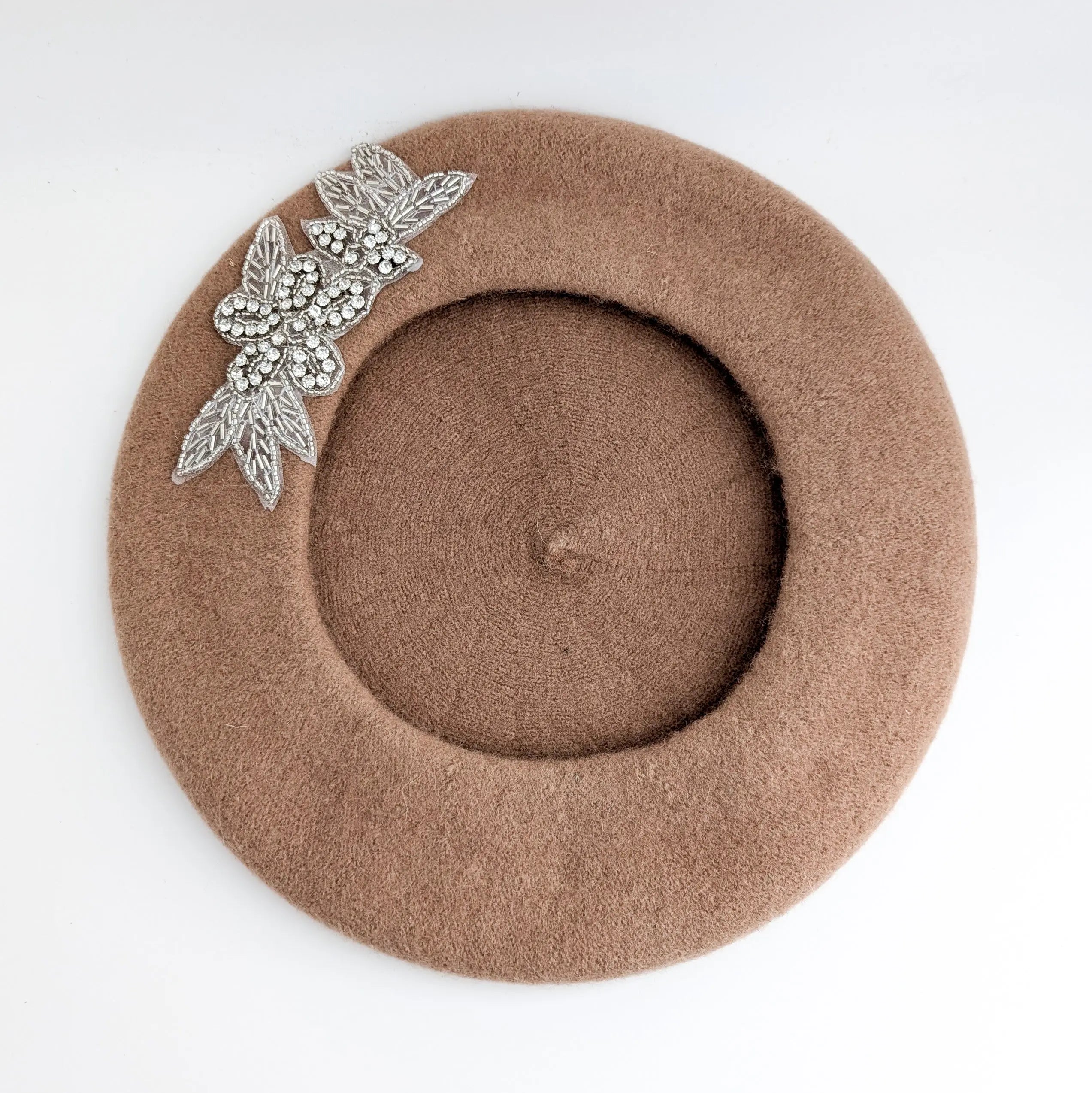 Camel brown crystal wool felt french beret hat House of Hats