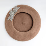 Camel brown crystal wool felt french beret hat House of Hats
