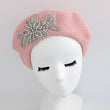 Light pink crystal wool felt french beret hat