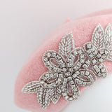 Light pink crystal wool felt french beret hat
