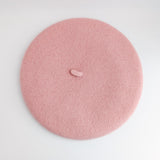 Light pink crystal wool felt french beret hat